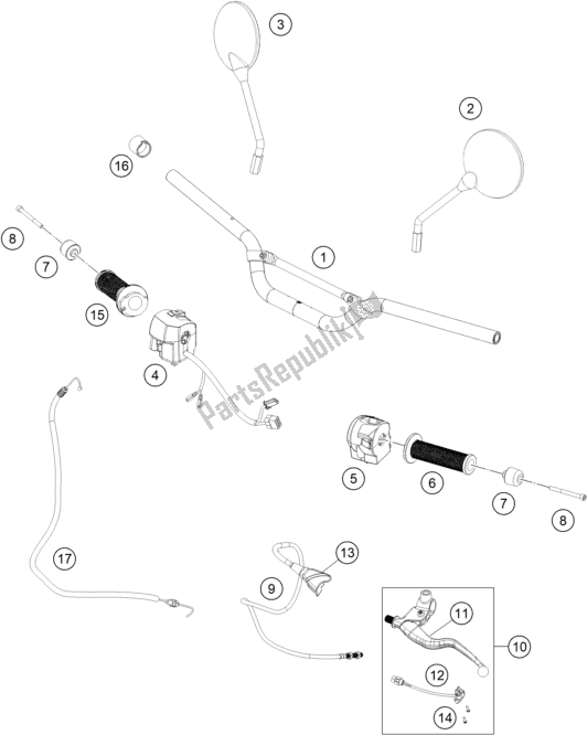 Todas as partes de Guiador, Controles do Husqvarna Svartpilen 250-B. D. 2021