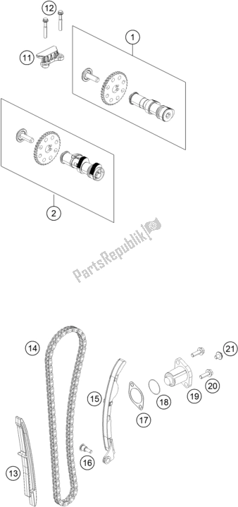 All parts for the Timing Drive of the Husqvarna Svartpilen 250-B. D. 2021