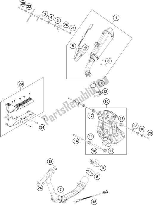 Tutte le parti per il Impianto Di Scarico del Husqvarna Svartpilen 250-B. D. EU5 KR 2505 2020