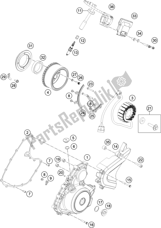 All parts for the Ignition System of the Husqvarna Svartpilen 250-B. D. EU5 KR 2505 2020