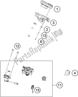 All parts for the Instruments / Lock System of the Husqvarna Svartpilen 250-B. D. EU5 KR 2505 2020