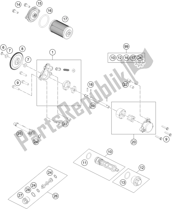 Alle onderdelen voor de Smeersysteem van de Husqvarna Svartpilen 250-B. D. EU5 KR 2505 2020