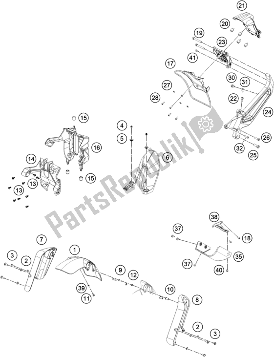 Todas las partes para Máscara, Defensas de Husqvarna Svartpilen 250-B. D. EU5 KR 2505 2020