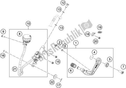 Alle onderdelen voor de Achterremcontrole van de Husqvarna Svartpilen 250-B. D. EU5 KR 2505 2020