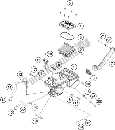 All parts for the Air Filter of the Husqvarna Svartpilen 401-B. D. 2020