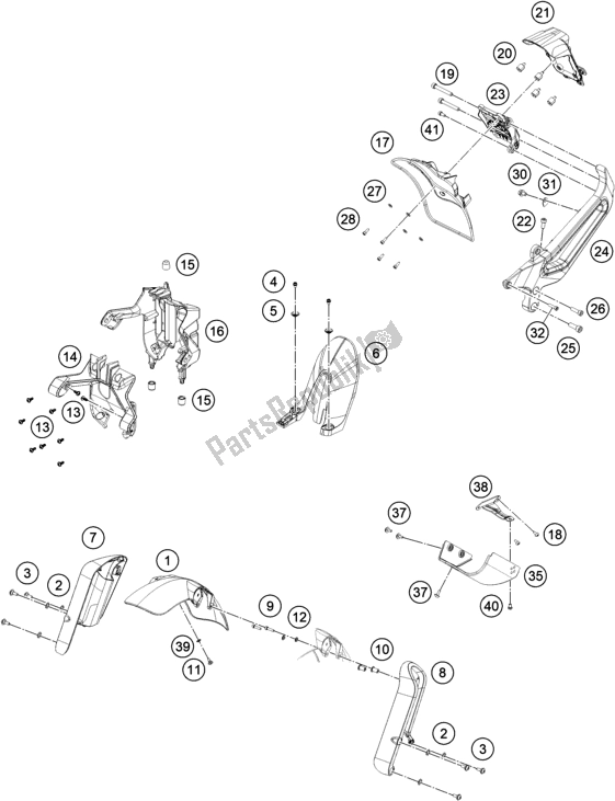 All parts for the Mask, Fenders of the Husqvarna Svartpilen 401-B. D. 2020