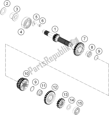 All parts for the Transmission I - Main Shaft of the Husqvarna Svartpilen 401-B. D. 2020