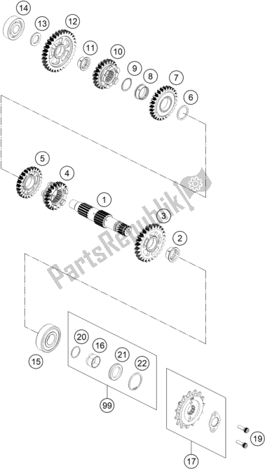 All parts for the Transmission Ii - Countershaft of the Husqvarna Svartpilen 401-B. D. 2020