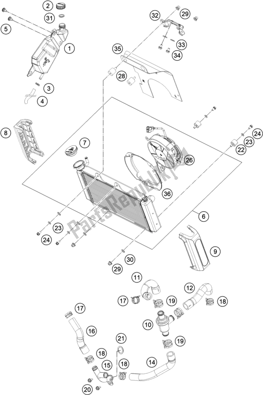 All parts for the Cooling System of the Husqvarna Svartpilen 401-B. D. 2021