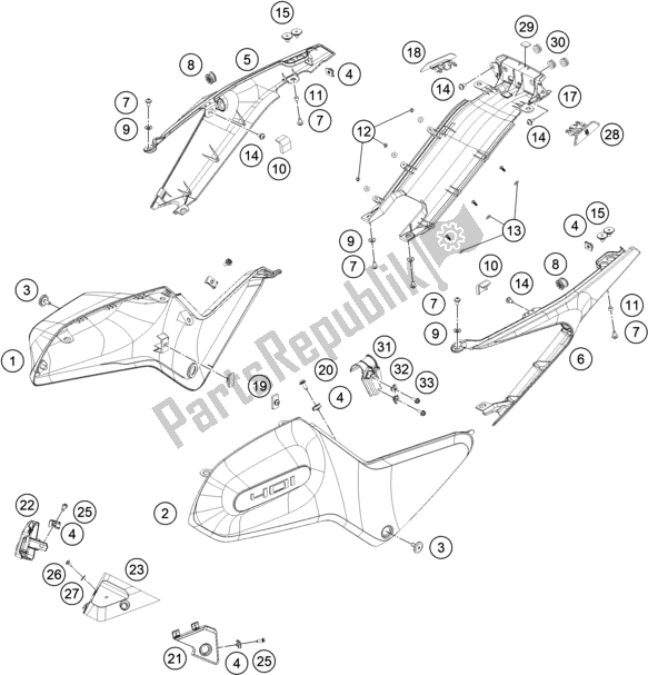 All parts for the Side Trim of the Husqvarna Svartpilen 401-B. D. 2021