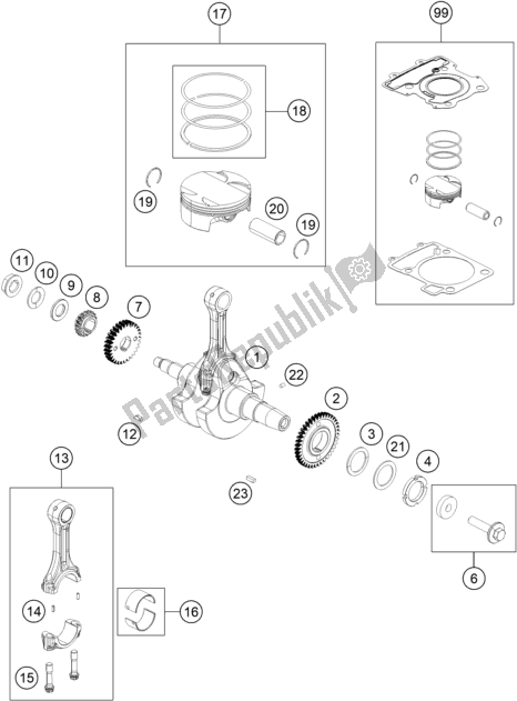 Toutes les pièces pour le Vilebrequin, Piston du Husqvarna Svartpilen 401 EU 2018