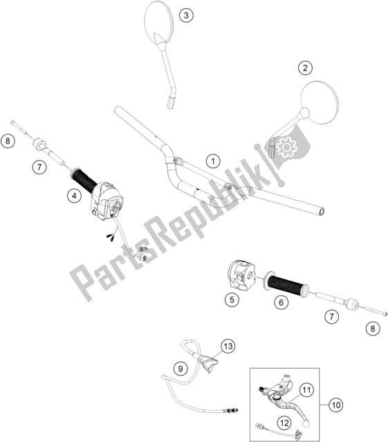 Toutes les pièces pour le Guidon, Commandes du Husqvarna Svartpilen 401 EU 2018