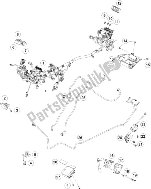 Tutte le parti per il Cablaggio Elettrico del Husqvarna Svartpilen 401 EU 2018