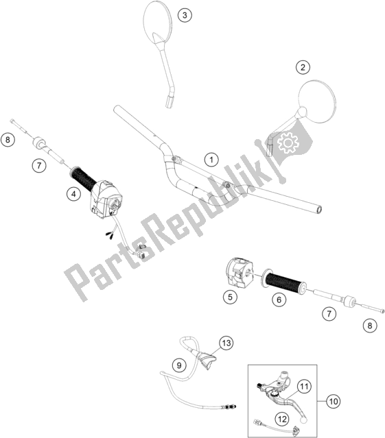 Tutte le parti per il Manubrio, Comandi del Husqvarna Svartpilen 401 EU 2019