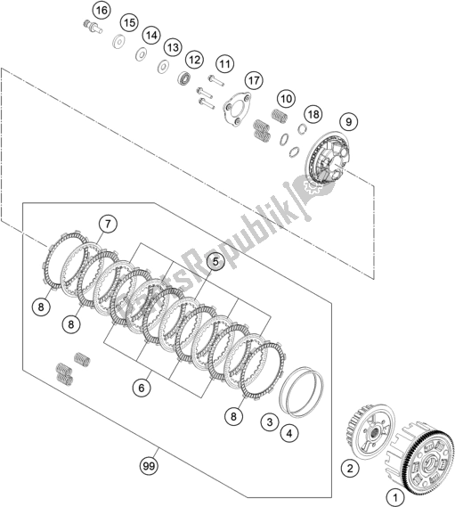 All parts for the Clutch of the Husqvarna Svartpilen 401 EU 2020