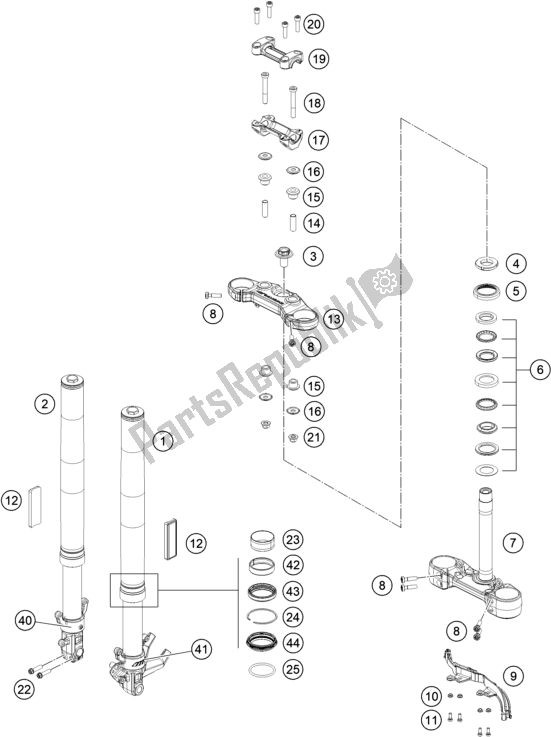 Todas as partes de Garfo Dianteiro, Braçadeira Tripla do Husqvarna Svartpilen 401 EU 2020