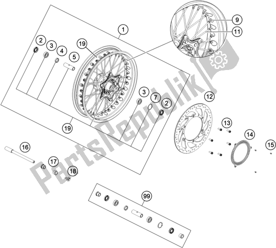 Toutes les pièces pour le Roue Avant du Husqvarna Svartpilen 401 EU 2020