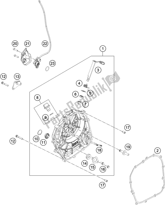 All parts for the Clutch Cover of the Husqvarna Svartpilen 401 EU 2021