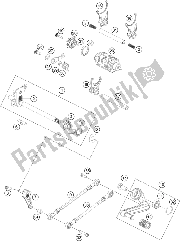 All parts for the Shifting Mechanism of the Husqvarna Svartpilen 401 EU 2021