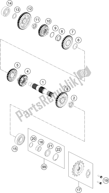 All parts for the Transmission Ii - Countershaft of the Husqvarna Svartpilen 401 EU 2021