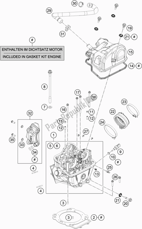 All parts for the Cylinder Head of the Husqvarna Svartpilen 701 EU 2019