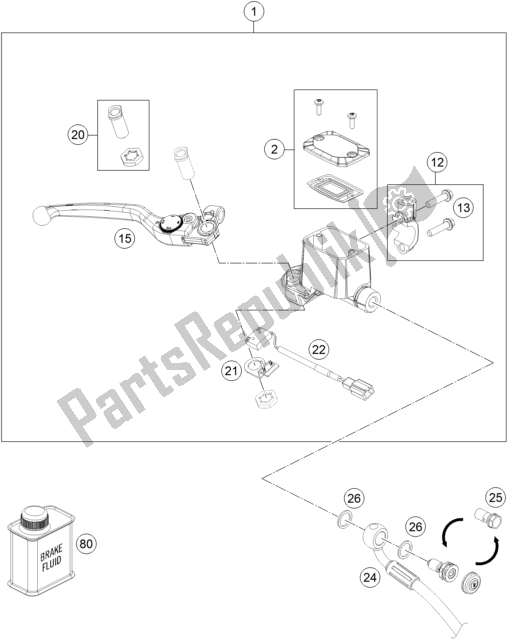 All parts for the Front Brake Control of the Husqvarna Svartpilen 701 EU 2019