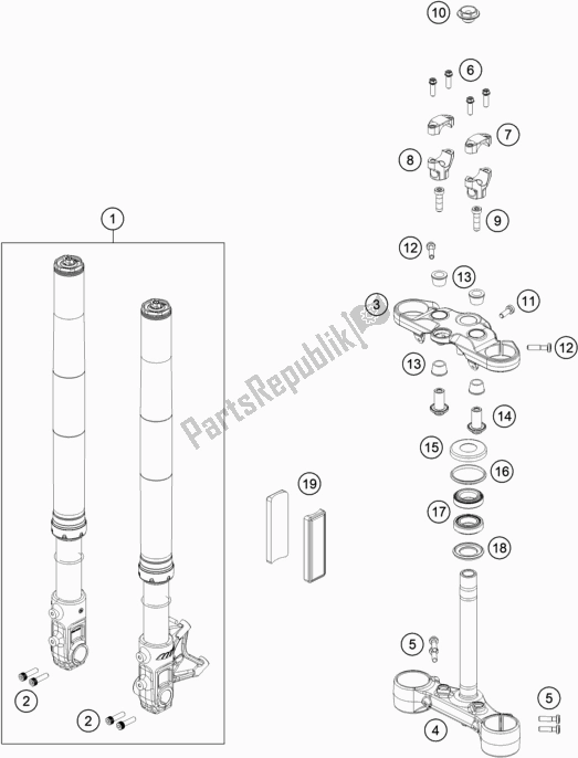 Tutte le parti per il Forcella Anteriore, Pinza Tripla del Husqvarna Svartpilen 701 EU 2019