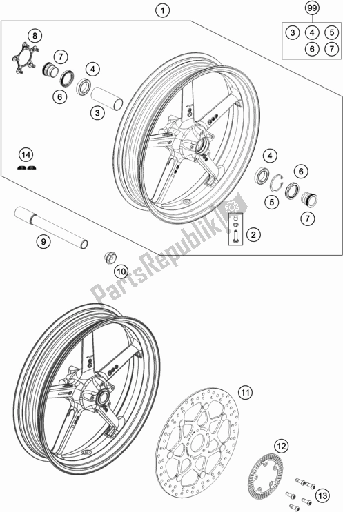 Tutte le parti per il Ruota Anteriore del Husqvarna Svartpilen 701 EU 2019