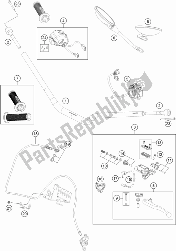 All parts for the Handlebar, Controls of the Husqvarna Svartpilen 701 EU 2019