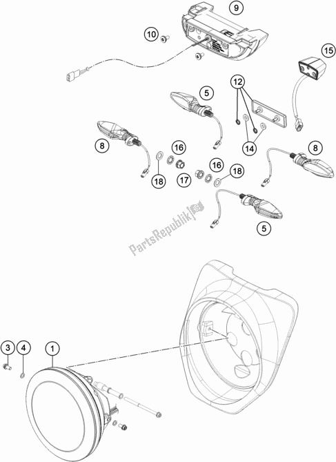 All parts for the Lighting System of the Husqvarna Svartpilen 701 EU 2019