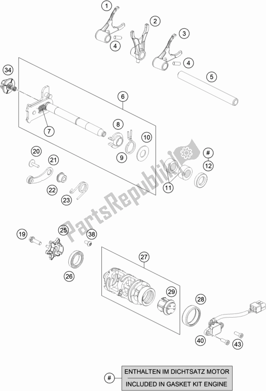 All parts for the Shifting Mechanism of the Husqvarna Svartpilen 701 EU 2019