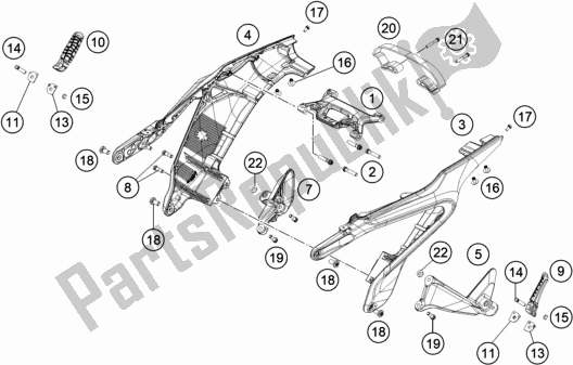 All parts for the Subframe of the Husqvarna Svartpilen 701 EU 2019