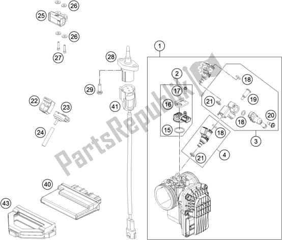 Tutte le parti per il Corpo Farfallato del Husqvarna Svartpilen 701 EU 2019