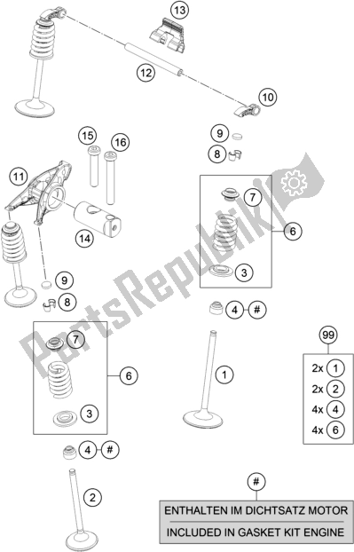 All parts for the Valve Drive of the Husqvarna Svartpilen 701 EU 2019