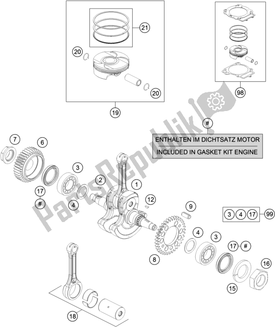 Toutes les pièces pour le Vilebrequin, Piston du Husqvarna Svartpilen 701 EU 2020