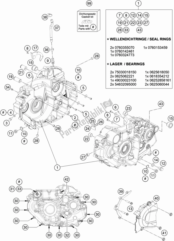 All parts for the Engine Case of the Husqvarna Svartpilen 701 EU 2020