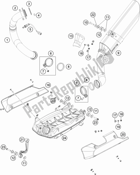 Todas as partes de Sistema De Exaustão do Husqvarna Svartpilen 701 EU 2020