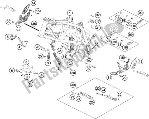 Toutes les pièces pour le Cadre du Husqvarna Svartpilen 701 EU 2020