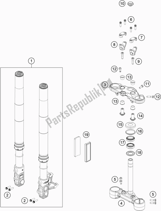 Todas as partes de Garfo Dianteiro, Braçadeira Tripla do Husqvarna Svartpilen 701 EU 2020