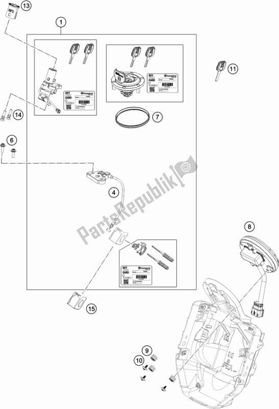 All parts for the Instruments / Lock System of the Husqvarna Svartpilen 701 EU 2020