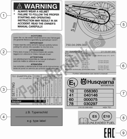 All parts for the Technic Information Sticker of the Husqvarna Svartpilen 701 EU 2020