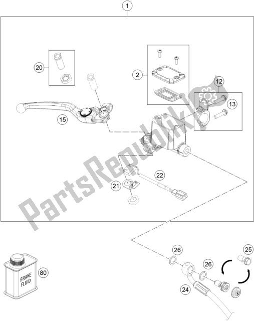 All parts for the Front Brake Control of the Husqvarna Svartpilen 701 Style EU 2019