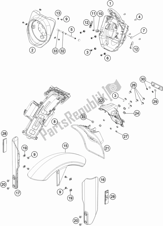 Toutes les pièces pour le Masque, Ailes du Husqvarna Svartpilen 701 Style EU 2019