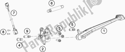 Alle onderdelen voor de Zij- / Middenstandaard van de Husqvarna Svartpilen 701 Style EU 2019