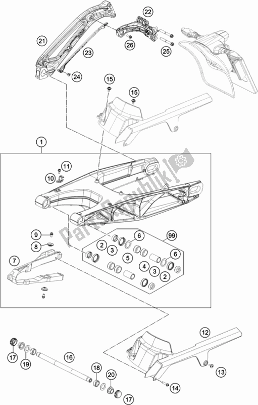 Todas las partes para Brazo Oscilante de Husqvarna Svartpilen 701 Style EU 2019