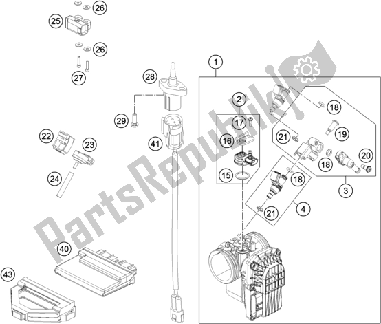 All parts for the Throttle Body of the Husqvarna Svartpilen 701 Style EU 2019