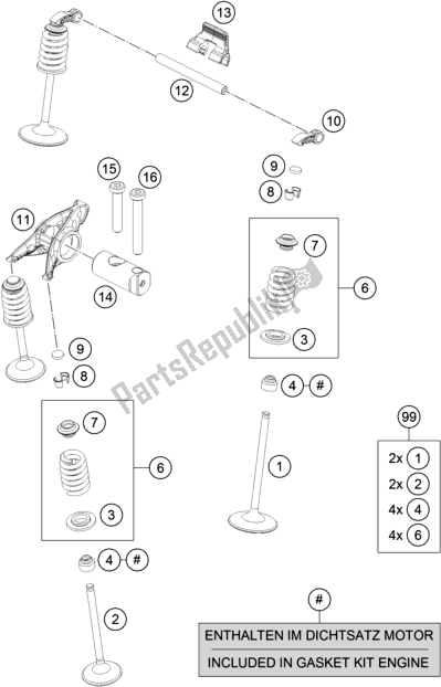 All parts for the Valve Drive of the Husqvarna Svartpilen 701 Style EU 2019