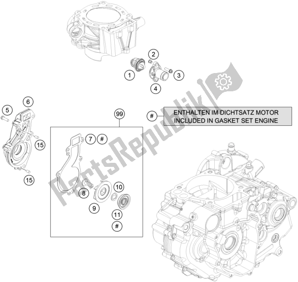 All parts for the Water Pump of the Husqvarna Svartpilen 701 Style EU 2019