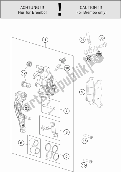 Toutes les pièces pour le Front Brake Caliper #1 du Husqvarna TC 125 2018