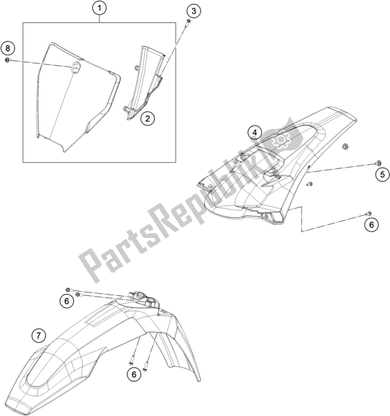 All parts for the Mask, Fenders of the Husqvarna TC 125 2018